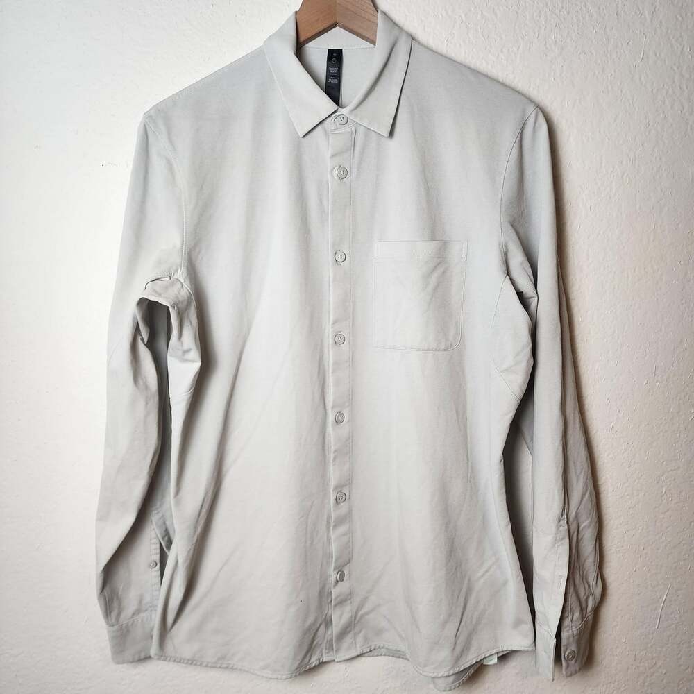 Lululemon Shirt Mens Medium Beige Lightweight Twill Long Sleeve Button Up Casual